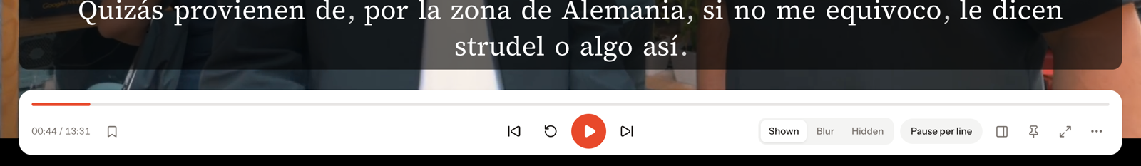 Watch mode with subtitles and controls